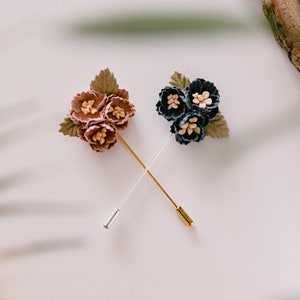 Flower Lapel Pin for Men, Wedding Boutonniere Brooch, Suit Lapel Pin Acessories, Men Brooch, Floral Rose Boutonniere, Blush Pink Buttonhole image 8