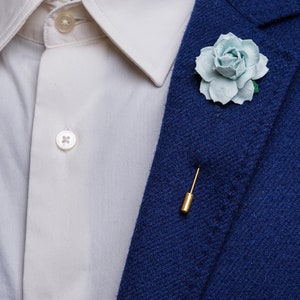 Eco-Friendly Paper-Made Baby Blue Lapel Pin, Floral Boutonniere for Wedding, Suit Accessories Men, Dainty Brooch Pin, Father&#39;s Day Gift