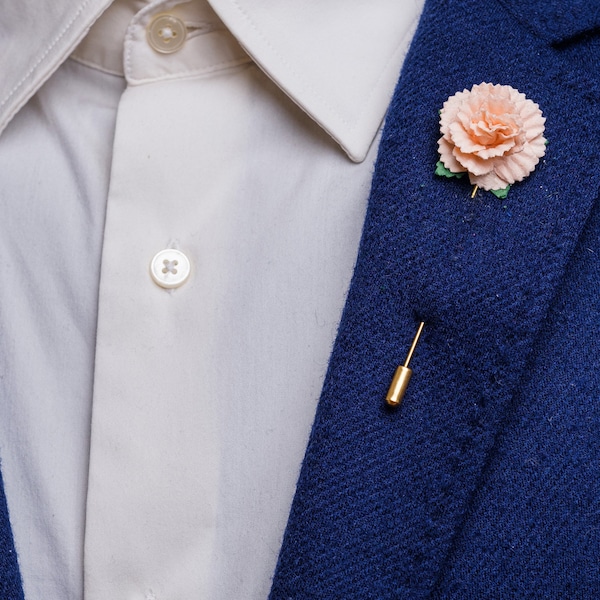 Gentle Blush Small Lapel Pin for Men Lapel, Stylish Suit Accessories, Structured Flower Buttonhole, Prom Lapel Pin, Small Gift for Him