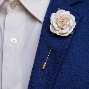 Beautiful Blossoming Large Fuchsia-Colored Rose Boutonniere, Wedding Guest Outfit Accessories, Stylish Summer Men Stick Pin, Formal Brooch image 9