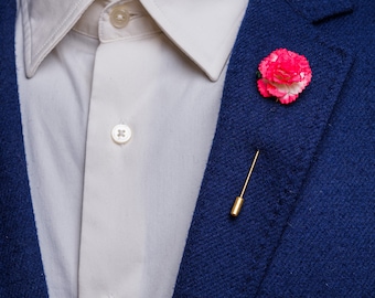 Paper-Made Bright Red Ombre Boutonniere, Blossoming Flower Lapel Pin, Extravagant Buttonhole for Men Outfit,Unique Secret Santa Gift for Him