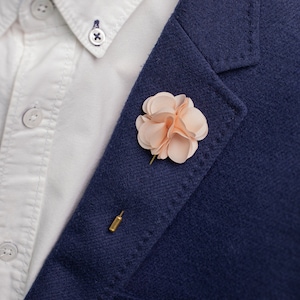 Pastel Wedding Pin, Peach Boutonniere, Flower Lapel Pin, Men Suit Accessories, Gift for Husband, Stylish Lapel Pin, Men Coat Pin,Tiny Brooch