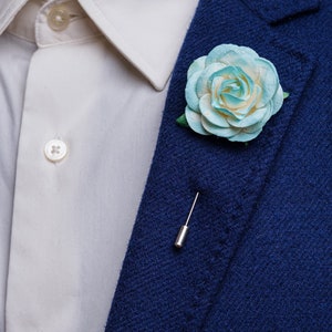 Beautiful Blossoming Large Fuchsia-Colored Rose Boutonniere, Wedding Guest Outfit Accessories, Stylish Summer Men Stick Pin, Formal Brooch image 8