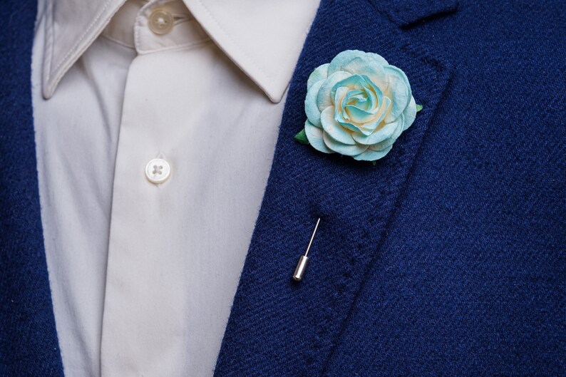 Beautiful Blossoming Large Fuchsia-Colored Rose Boutonniere, Wedding Guest Outfit Accessories, Stylish Summer Men Stick Pin, Formal Brooch image 8