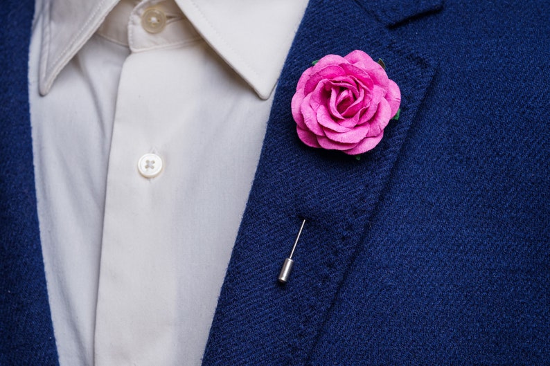 Gentle Ivory Rose Stick Pin with Small Green Leaves, Prom Boutonniere, Summer Blooming Stick Pin, Unique Men Accessories, Flower for Lapel image 8