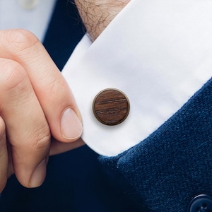 Custom Cufflinks Engraved for Groom, Dark Brown Wood Cuff links, Personalized Groomsmen Cufflinks, Monogram Wedding Accessories, Dad's Gift