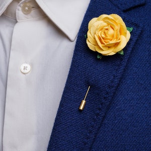 Beautiful Blossoming Large Fuchsia-Colored Rose Boutonniere, Wedding Guest Outfit Accessories, Stylish Summer Men Stick Pin, Formal Brooch image 10