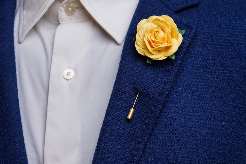 Beautiful Blossoming Large Fuchsia-Colored Rose Boutonniere, Wedding Guest Outfit Accessories, Stylish Summer Men Stick Pin, Formal Brooch image 10