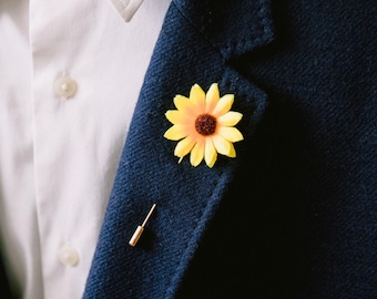 Broche de girasol para solapa: flor en el ojal, broche amarillo, broche de girasol para ojal, broche para traje, broche para chaqueta, broche para boda.