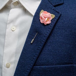 Light Pink Boutonniere for Men - Small Floral Lapel Pin - Wedding Accessories for Groomsmen - Peony Boutonniere