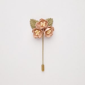 Flower Lapel Pin for Men, Wedding Boutonniere Brooch, Suit Lapel Pin Acessories, Men Brooch, Floral Rose Boutonniere, Blush Pink Buttonhole image 2