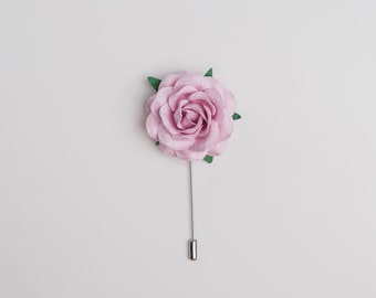 Unique Lavender-Colored Rose Lapel Pin for Special Occasion, Stylish Men Accessories, Wedding Guest Bohemian Light Purple Boutonniere