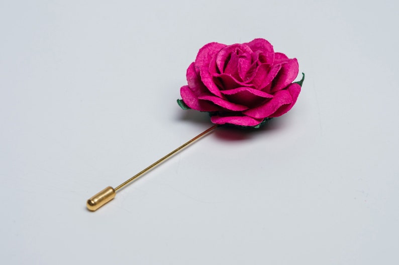 Gentle Rose Metal Stick Pin Made from Paper, Ecru & Many Other Colors Available, Chunky Lapel Flower, Prom Gift for Him, Stylish Men Brooch image 9