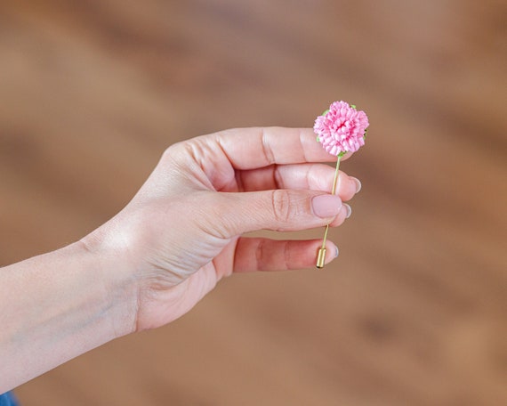 Pink Carnation Pin Brooch Lapel Pin Boutonniere for Men Prom
