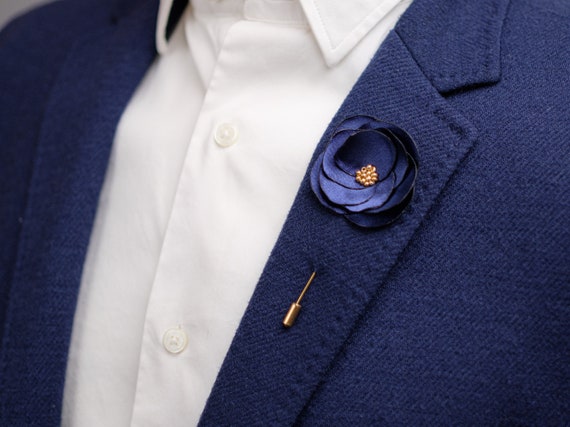 Formal Navy Blue Rose Lapel Pin Groom Boutonniere Husband Gift - Something  Blue Wedding Accessory - Etsy
