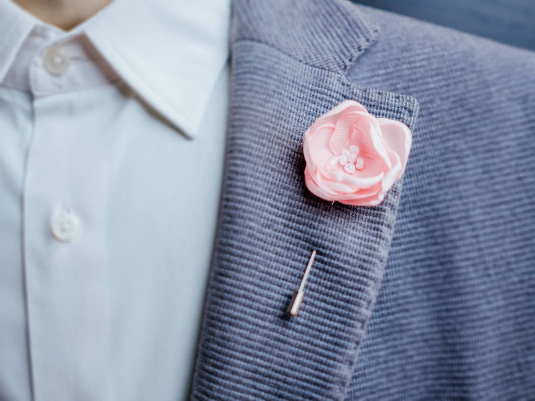 Lapel Pin Boutonniere Lapel Pin Pink Flower Wedding Lapel - Etsy