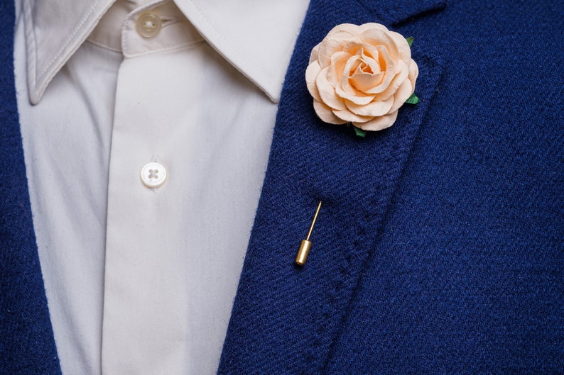Bright Red Paper-Made Stick Pin with Golden/Silver Needle, Dance Event Formal Buttonhole for Men, Suit Lapel Flower, Unique Gift for Father image 7