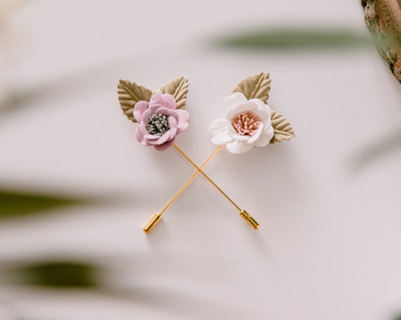 Flower Lapel Pin for Men Wedding Lily Lapel Pin Vanilla 