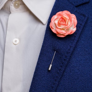 Beautiful Blossoming Large Fuchsia-Colored Rose Boutonniere, Wedding Guest Outfit Accessories, Stylish Summer Men Stick Pin, Formal Brooch image 6