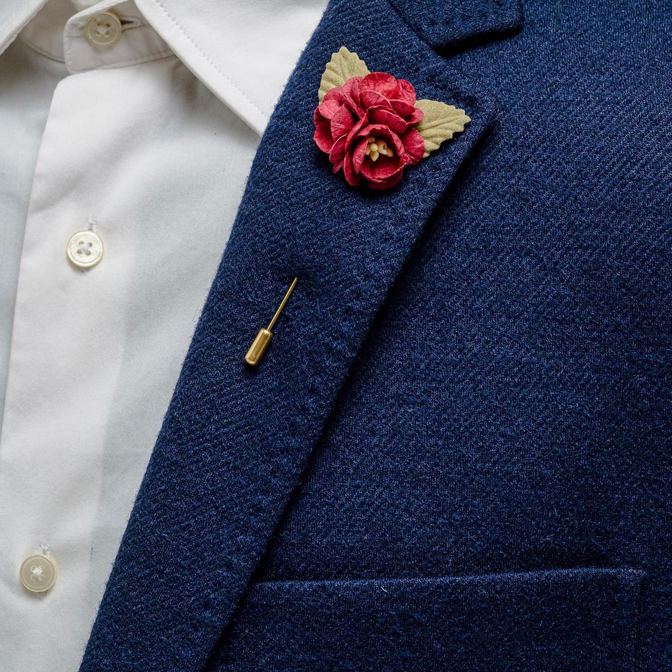 PATIKIL Broche fleur pour boutonnière, revers pour homme Fleur de camélia pour mariage, remise de diplôme, anniversaire, accessoire de tenue de remise de diplôme, Métal