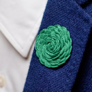 Green Brooch, Flower Brooch, Wedding Brooch, Groomsmen Brooch, Best Man Brooch, Green Lapel Pin, Green Boutonniere, Ring Bearer Gift