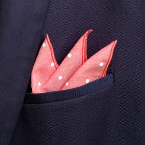 Birthday Gift For Men - Pink Pocket Square, Cotton Dotted Handkerchief, Soft Fashionable Pocket Square, Dad Gift, Men Accessories