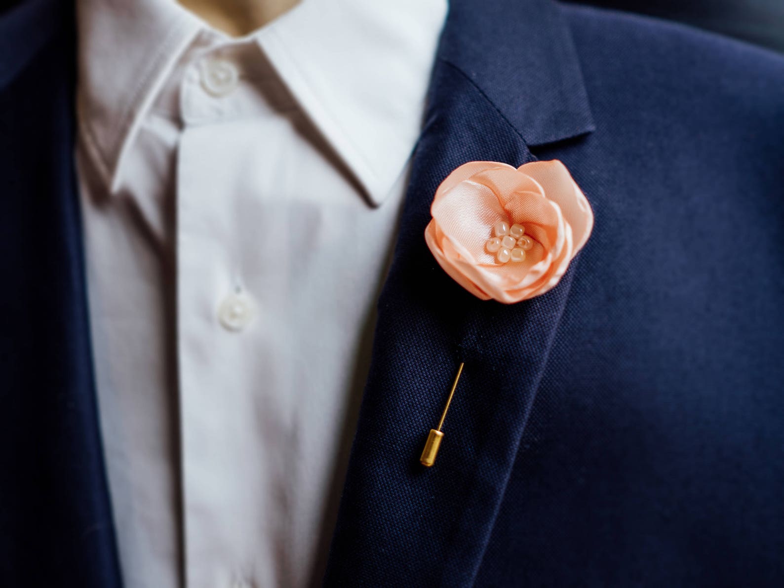 Peach Lapel Pin Elegant Suit Accessory Men Boutonniere Etsy