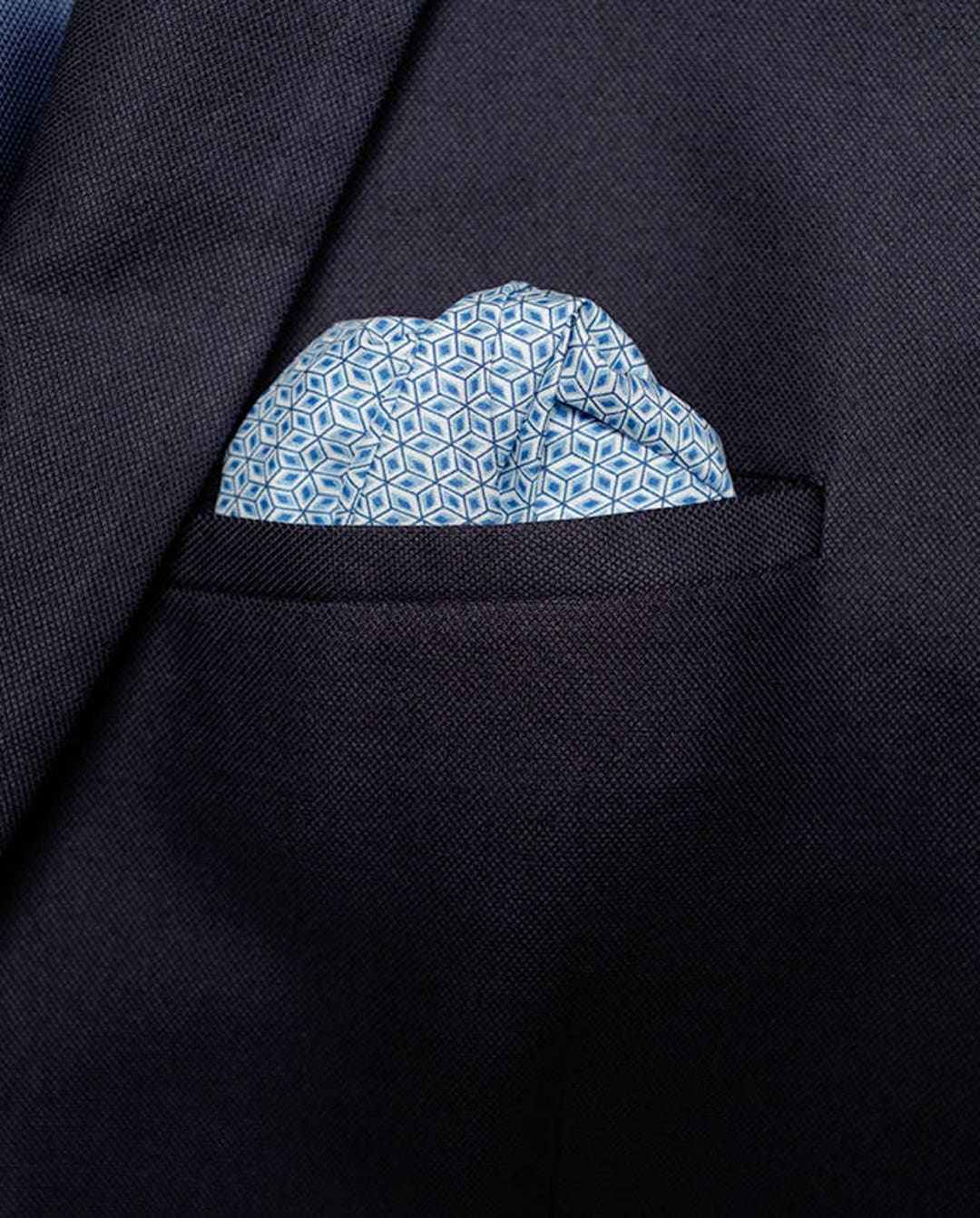 Light Blue Pocket Square, Cotton Gift, Boho Hanky, Mens Pocket Square