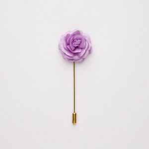 Purple Flower Lapel Pin, Lilac Brooch Pin, Lavender Jacket Lapel Pin for Wedding, Tuxedo Suit Accessories, Violet Rose Stick Pin Boutonniere Lilac Purple