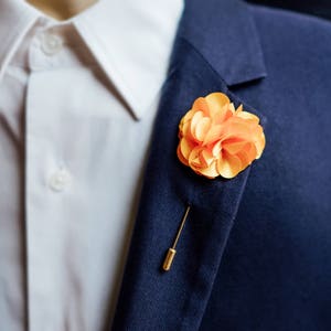Orange Lapel Pin, Wedding Boutonniere, Best Man Proposal, Wedding Lapel Pin, Orange Boutonniere, Flower Lapel Pin,Groomsmen Flower Lapel Pin