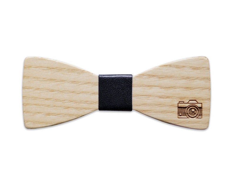 Mens Personalized Bow Tie, Wooden Bow Tie, Camera Engraved Bowtie, Photographer Gift Idea, Unique Wood Gift, Wedding Gift, DSLR Camera image 3