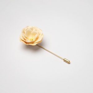 White Gardenia Boutonniere Pin, Cream Groom Stick Pin, Pin for Suit, Floral Boutonniere, Wedding Gardenia Brooch Lapel Pin, White Flower Pin image 8