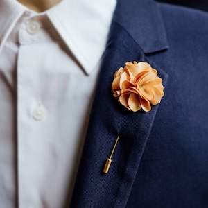 Flower Lapel Pin In Many Colors, Men Brooch, Wedding Lapel Pin, Suit Lapel Pin, Needle Brooch, Ruffle Lapel Pin, Flower Brooch, Usher Brooch Gold