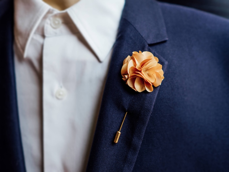 Flower Lapel Pin In Many Colors, Men Brooch, Wedding Lapel Pin, Suit Lapel Pin, Needle Brooch, Ruffle Lapel Pin, Flower Brooch, Usher Brooch Gold