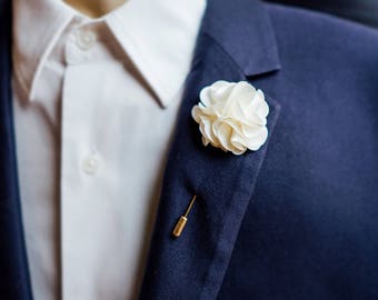 Flower Lapel Pin In Many Colors, Men Brooch, Wedding Lapel Pin, Suit Lapel Pin, Needle Brooch, Ruffle Lapel Pin, Flower Brooch, Usher Brooch