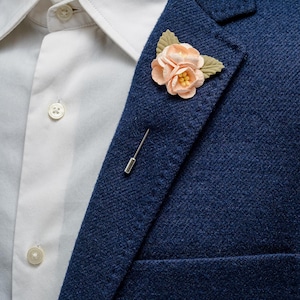 Blush Flower Lapel Pin for Men - Wedding Boutonniere - Multiple Color Options