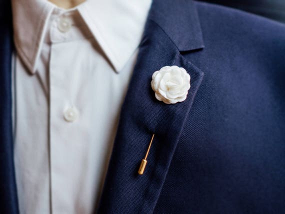 Men Suit Flower Wedding Lapel Pin Suit Lapel Men White - Etsy