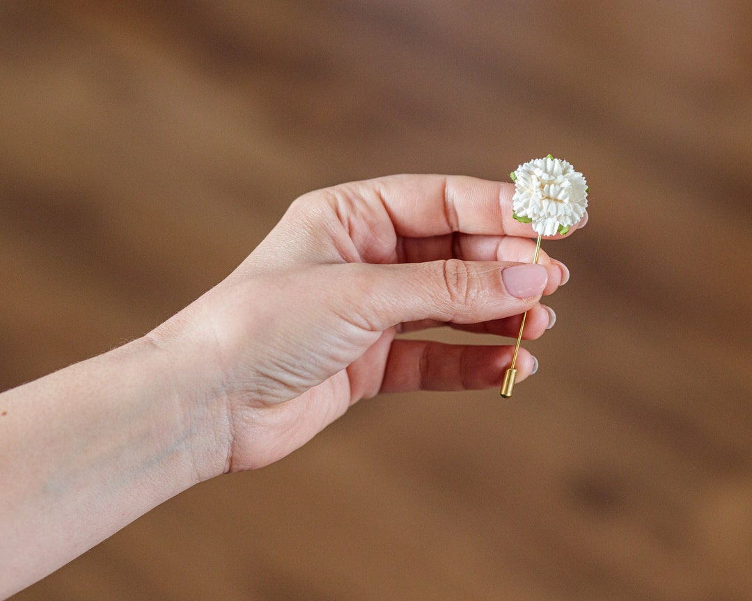 Ivory Color Carnation Flower Lapel Pin Wedding Suit Etsy