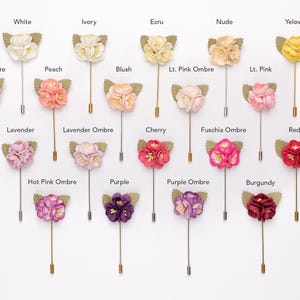 CHOOSE Your COLOR Pins, Floral Butonniere, Men Lapel Pin, Pastel Wedding Brooch, Suit Accessories for Men, Best Man Gift, Flower Lapel Pin