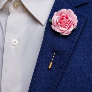 Beautiful Blossoming Large Fuchsia-Colored Rose Boutonniere, Wedding Guest Outfit Accessories, Stylish Summer Men Stick Pin, Formal Brooch image 4