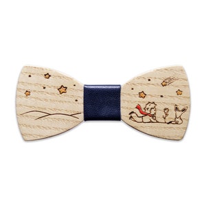 Regalo personalizzato per bambini, papillon in legno ragazzo/ragazza, papillon Piccolo Principe, piccolo regalo per bambini, papillon inciso e dipinto immagine 3