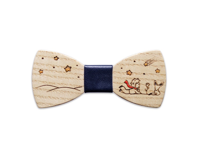 Personalized Gift for Kids, Boy/Girl Wood Bowtie, Little Prince Bow Tie, Small Gift for Children, Engraved & Painted Bow Tie image 3