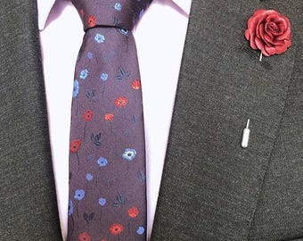 Elegant Burgundy Rose Flower Lapel Pin, Winter Wedding Floral Boutonniere, Groomsmen Gift