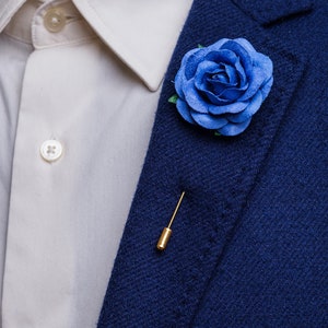 Chunky Fresh Purple Rose Boutonniere, Whimsical Wedding Lapel Stick Pin for Men, Wedding Guest Brooch Pin, Occasion Butterfly Clutch Pin image 9