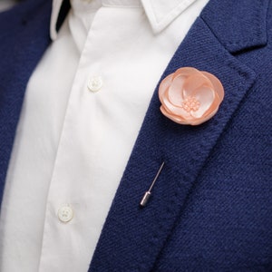 Blush Wedding Boutonniere for Men, Poppy Flower Lapel Pin, Buttonhole for Suit, Pink Boutonniere with Different Backings, Husband Gift