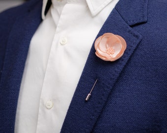 Fiore all'occhiello per matrimonio, fard per uomo, spilla con fiore di papavero, asola per abito, fiore all'occhiello rosa con diversi supporti, regalo per il marito