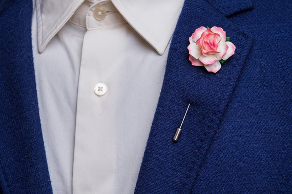 Shaggy Navy Blue Suit Brooch With Golden or Silver Needle, Elegant Formal  Stick Pin for Gentlemen, One of a Kind Statement Boutonniere - Etsy
