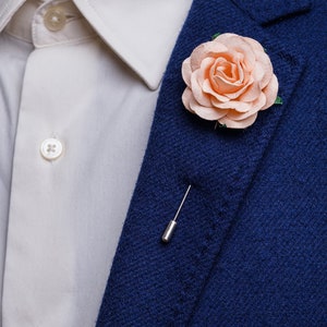 Beautiful Blossoming Large Fuchsia-Colored Rose Boutonniere, Wedding Guest Outfit Accessories, Stylish Summer Men Stick Pin, Formal Brooch image 7