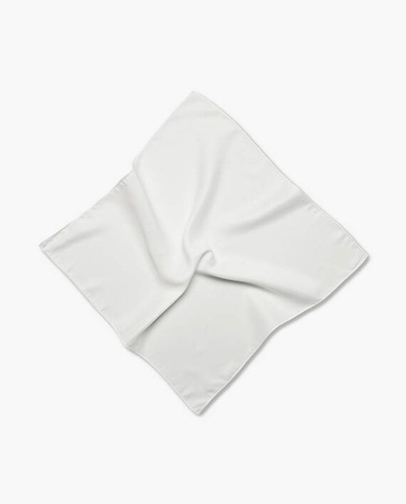 SUPERNOVA White Ivory Dupion Silk Pocket Square Handkerchief Mod Wedding Suit 