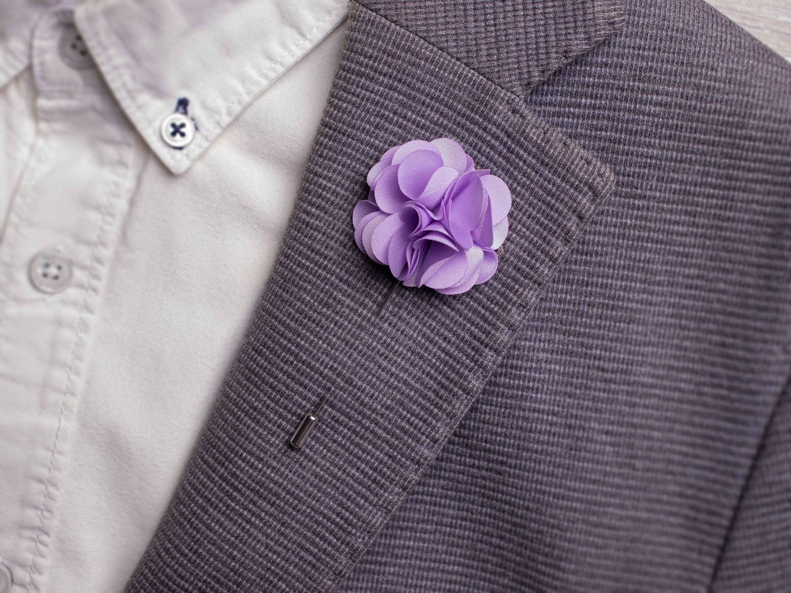 Kensei Pink Lapel Flower, Mens Wedding Boutonniere Pin, Suit Pins